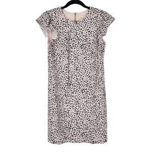 Rebecca Taylor Short Sleeve Dot Animal Print Ruffle Sleeve Mini Dress Size 2